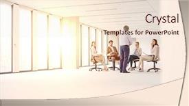  Presentation with office chair - Colorful slides enhanced with sitting on chair in new backdrop and a  colored foreground