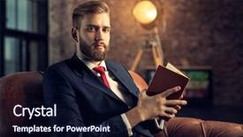  Presentation with beard - Audience pleasing PPT theme consisting of sitting on chair reading book backdrop and a wine colored foreground