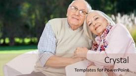  Presentation with senior couple - Amazing slide deck having sitting on chairs at nursing backdrop and a coral colored foreground