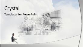  Presentation with cloud - Slide set consisting of sitting on cloud with mobile background and a  colored foreground