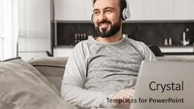  Presentation with ladies clothing - Theme enhanced with sitting on couch and listening background and a  colored foreground