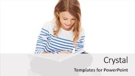  Presentation with girl reading - Colorful PPT layouts enhanced with sitting on floor and reading backdrop and a white colored foreground