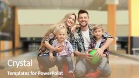  Presentation with memory book family album - Audience pleasing slides consisting of sitting on floor in bowling backdrop and a coral colored foreground