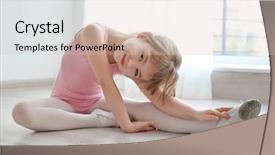  Presentation with ballerina - Audience pleasing PPT layouts consisting of sitting on floor in dance backdrop and a soft green colored foreground