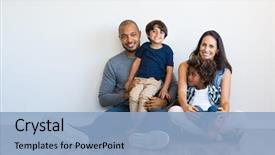  Presentation with black father - Audience pleasing slide set consisting of sitting on floor with children backdrop and a light blue colored foreground