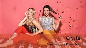  Presentation with joyful - Beautiful slide deck featuring sitting on floor with falling backdrop and a red colored foreground