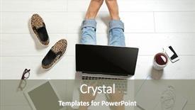  Presentation with floor - Cool new slides with sitting on floor with laptop backdrop and a gray colored foreground