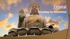  Presentation with buddha - PPT layouts enhanced with portrait of professional businesswoman holding clock elegant blond girl showing ok okay success hand sign gesture isolated on white time for woman in business studio shot background and a sky blue colored foreground