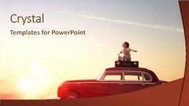  Presentation with vintage car - Beautiful presentation design featuring sitting on roof of vintage backdrop and a cream colored foreground