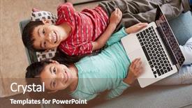  Presentation with sister - Theme with sitting on sofa at home background and a tawny brown colored foreground