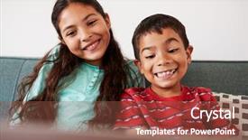  Presentation with home economics about food - Theme enhanced with sitting on sofa at home background and a tawny brown colored foreground