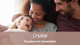  Presentation with baby sitting - Audience pleasing theme consisting of sitting on sofa cuddling baby backdrop and a coral colored foreground