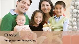  Presentation with new family new born - Beautiful presentation theme featuring sitting on sofa holding christmas backdrop and a coral colored foreground