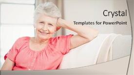  Presentation with senior living - PPT theme enhanced with sitting on sofa in living background and a lemonade colored foreground