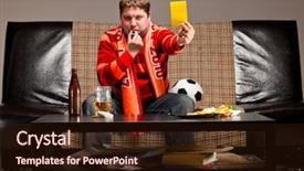  Presentation with soccer - Slide set featuring sitting on sofa in red background and a wine colored foreground