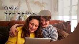  Presentation with using digital tablet - Presentation design enhanced with sitting on sofa using digital background and a mint green colored foreground