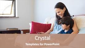  Presentation with using digital tablet - Slides enhanced with sitting on sofa using digital background and a coral colored foreground