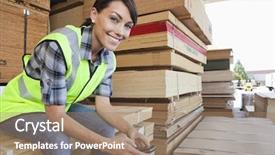  Presentation with industrial - Amazing PPT layouts having industrial worker using cell phone backdrop and a coral colored foreground