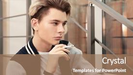  Presentation with smoking - Slide deck having sitting on stairs and smoking background and a coral colored foreground