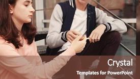  Presentation with drugs alcohol smoking - Colorful PPT theme enhanced with sitting on stairs and smoking backdrop and a tawny brown colored foreground