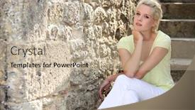  Presentation with step - Presentation theme consisting of sitting on step background and a mint green colored foreground