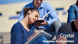  Presentation with students - Audience pleasing PPT theme consisting of sitting on steps have fun backdrop and a  colored foreground