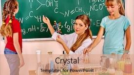  Presentation with table chemistry - Presentation theme with sitting on table in chemistry background and a  colored foreground