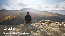  Presentation with cliff - Beautiful presentation theme featuring sitting on the cliff conceptual backdrop and a violet colored foreground