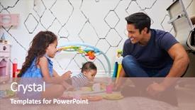  Presentation with tea party - Slide deck with sitting on the floor baby background and a coral colored foreground