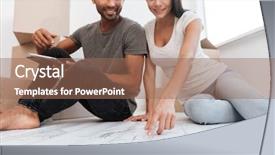  Presentation with broken home upset couple - Presentation with sitting on the floor housewarming background and a coral colored foreground