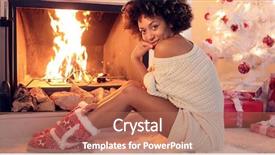  Presentation with fire red - Slide deck featuring sitting on the floor look background and a  colored foreground