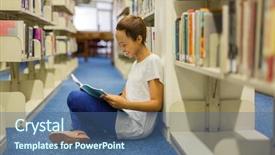  Presentation with elementary school female career day african american - Slide set enhanced with sitting on the floor reading background and a ocean colored foreground