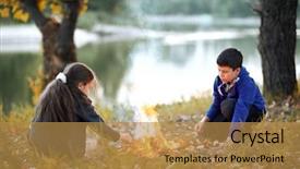  Presentation with forest fire - Colorful PPT theme enhanced with river bank make a fire backdrop and a gold colored foreground