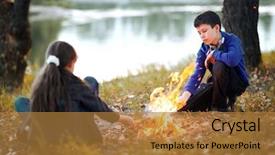  Presentation with forest fire - Cool new presentation theme with river bank make a fire backdrop and a gold colored foreground