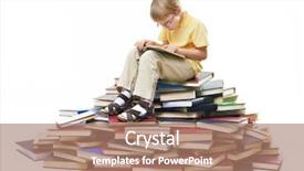  Presentation with pupil - Presentation theme having sitting on top of books background and a coral colored foreground