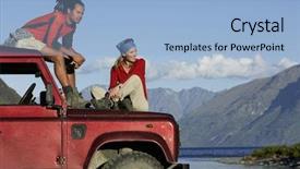  Presentation with jeep car - Presentation featuring sitting on top of jeep background and a light blue colored foreground