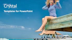  Presentation with teal beach wood - Cool new PPT theme with sitting on wooden beach jetty backdrop and a teal colored foreground