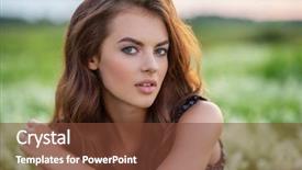  Presentation with flower woman - Presentation theme enhanced with sitting outdoors in a field background and a tawny brown colored foreground