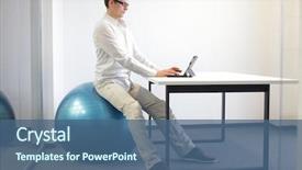  Presentation with occupational - Audience pleasing PPT layouts consisting of sitting position at workstation - office backdrop and a ocean colored foreground