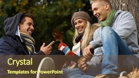  Presentation with happy 18th birthday - PPT theme consisting of sitting talking in autumn park background and a  colored foreground