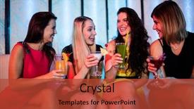  Presentation with group of companies - PPT theme featuring sitting together and having mocktail background and a red colored foreground