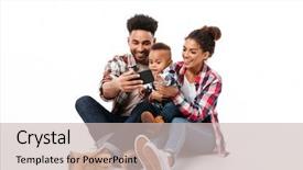  Presentation with selfie - Slide set featuring family with their little son background and a soft green colored foreground