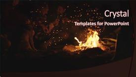  Presentation with campfire - Amazing PPT theme having sitting with friends around campfire backdrop and a wine colored foreground