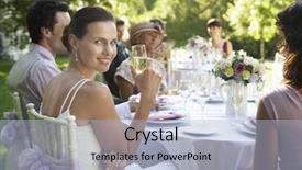  Presentation with champagne - Slide deck enhanced with sitting with guests at wedding background and a light blue colored foreground