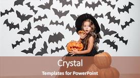  Presentation with halloween flying bats note - Colorful presentation enhanced with sitting with pumpkins and bats backdrop and a red colored foreground