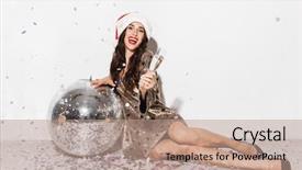  Presentation with disco ball - Amazing slide set having sitting with silver disco ball backdrop and a coral colored foreground