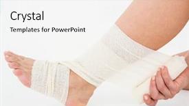  Presentation with ankle - Beautiful theme featuring achilles - sitting woman banding her ankle backdrop and a white colored foreground