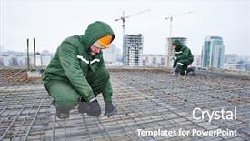  Presentation with concrete construction - Cool new slide deck with situ - builder worker knitting metal rods backdrop and a gray colored foreground