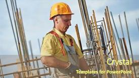  Presentation with concrete construction - Amazing presentation design having situ - builder worker knitting metal rods backdrop and a  colored foreground