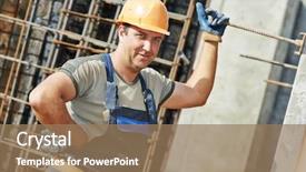  Presentation with concrete construction - PPT theme consisting of situ - portrait of builder worker concreter background and a  colored foreground